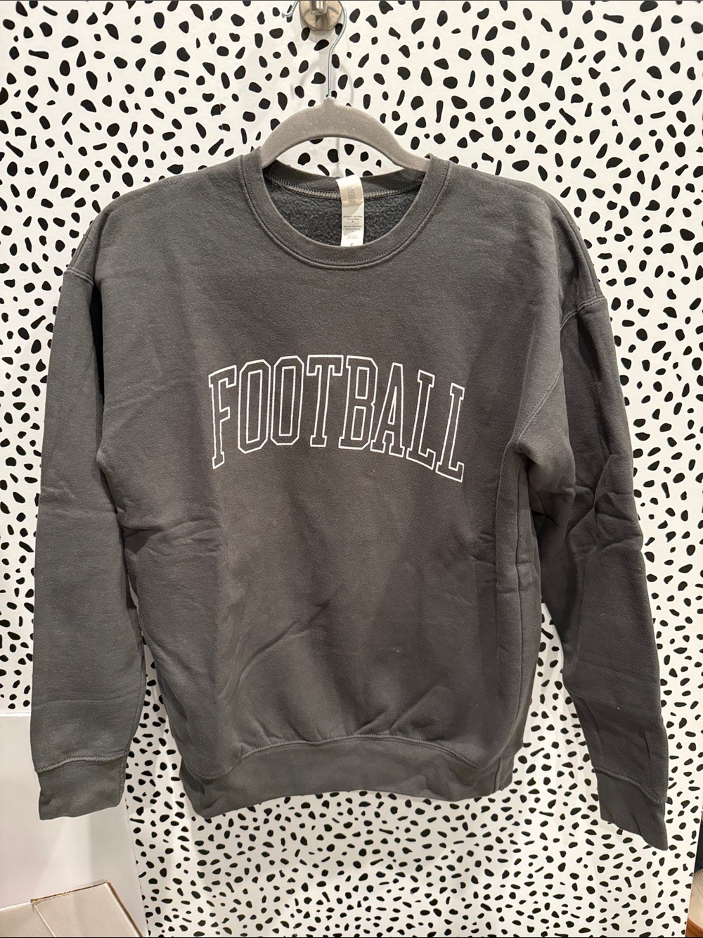Gray 'FOOTBALL' Crewneck Sweatshirt - Women’s Casual Pullover S Collegiate